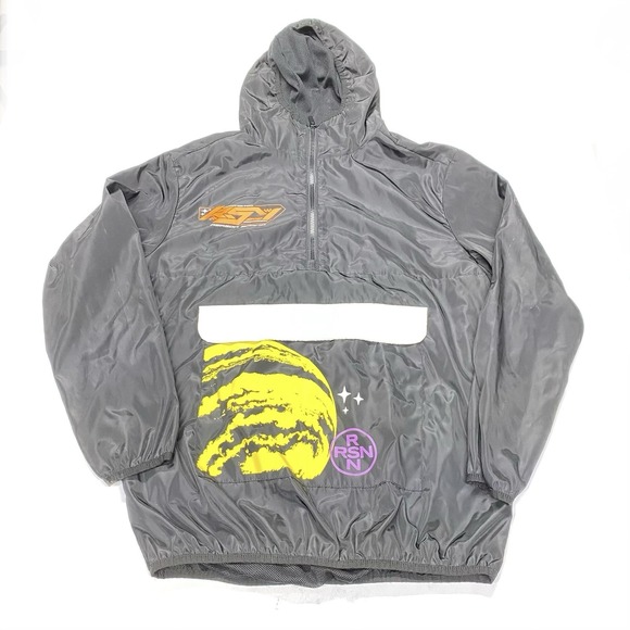 Reason Other - Reason Anorak Jacket Men's Medium Black Half-Zip World Skull Hooded